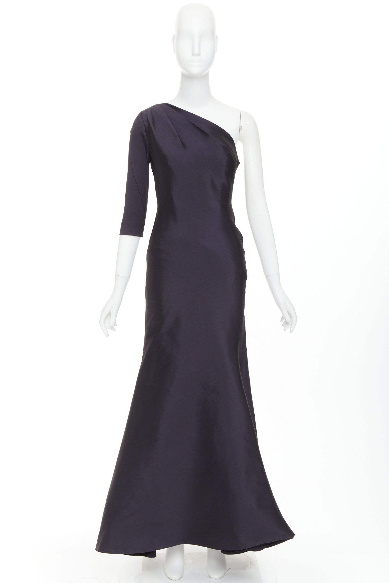 Oscar De La Renta OSCAR DE LA RENTA P13 navy silk tafetta corset bodice one shoulder mermaid gown US0 XS Size XS / US 0-2 / IT 36-38 - 10 Thumbnail