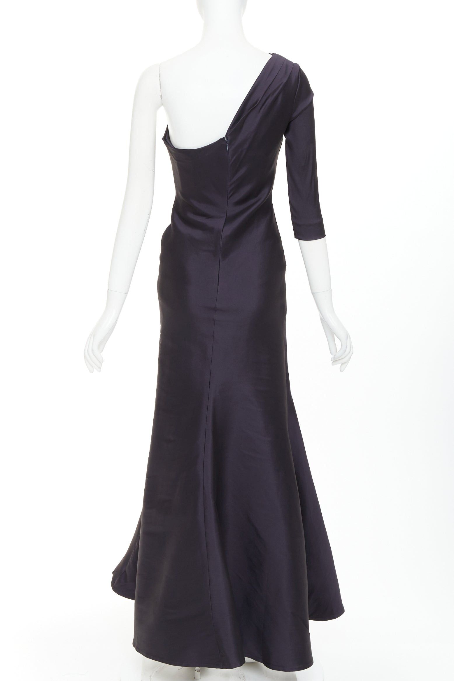Oscar De La Renta OSCAR DE LA RENTA P13 navy silk tafetta corset bodice one shoulder mermaid gown US0 XS Size XS / US 0-2 / IT 36-38 - 5 Thumbnail