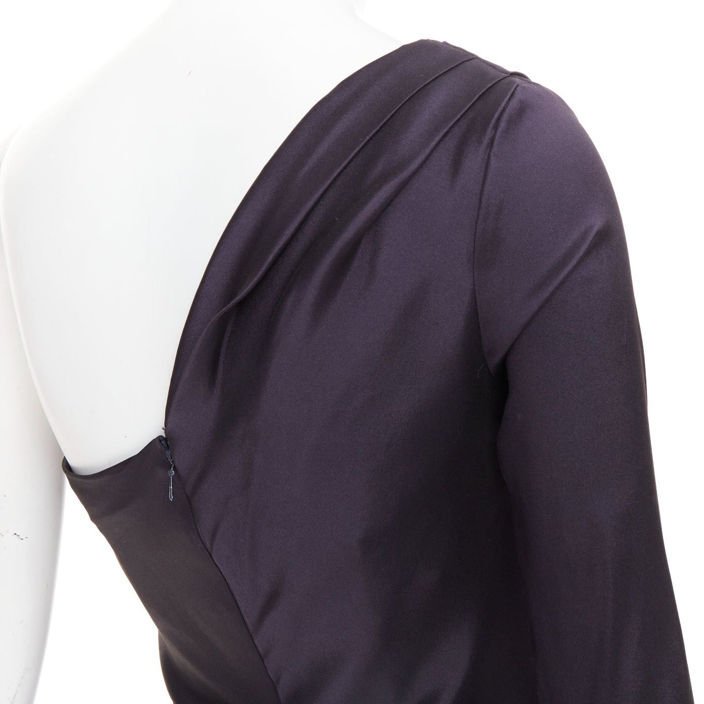 Oscar De La Renta OSCAR DE LA RENTA P13 navy silk tafetta corset bodice one shoulder mermaid gown US0 XS Size XS / US 0-2 / IT 36-38 - 2 Thumbnail