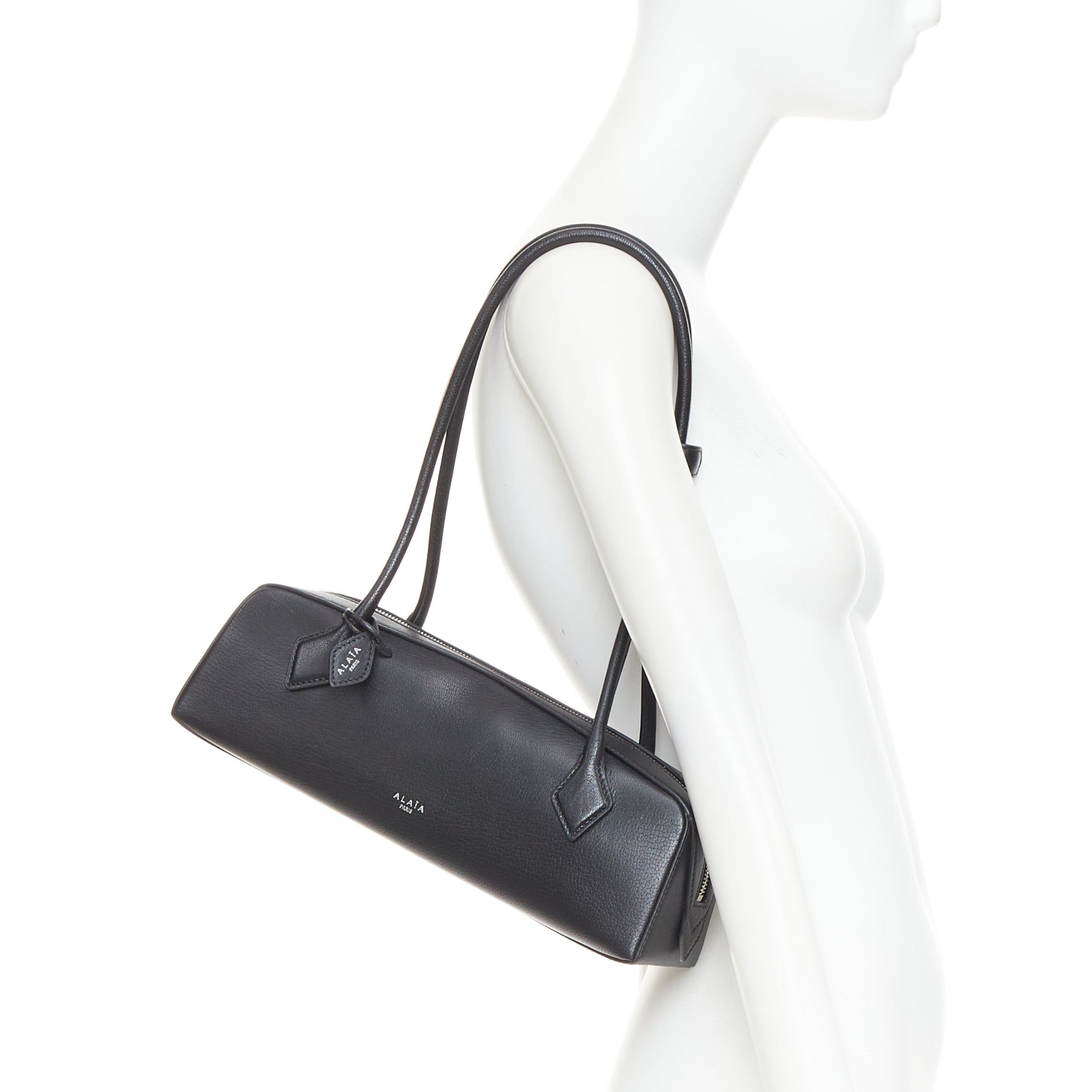 Alaia ALAIA Le Teckel black leather elongated long handle double zip bag Size ONE SIZE - 2 Thumbnail