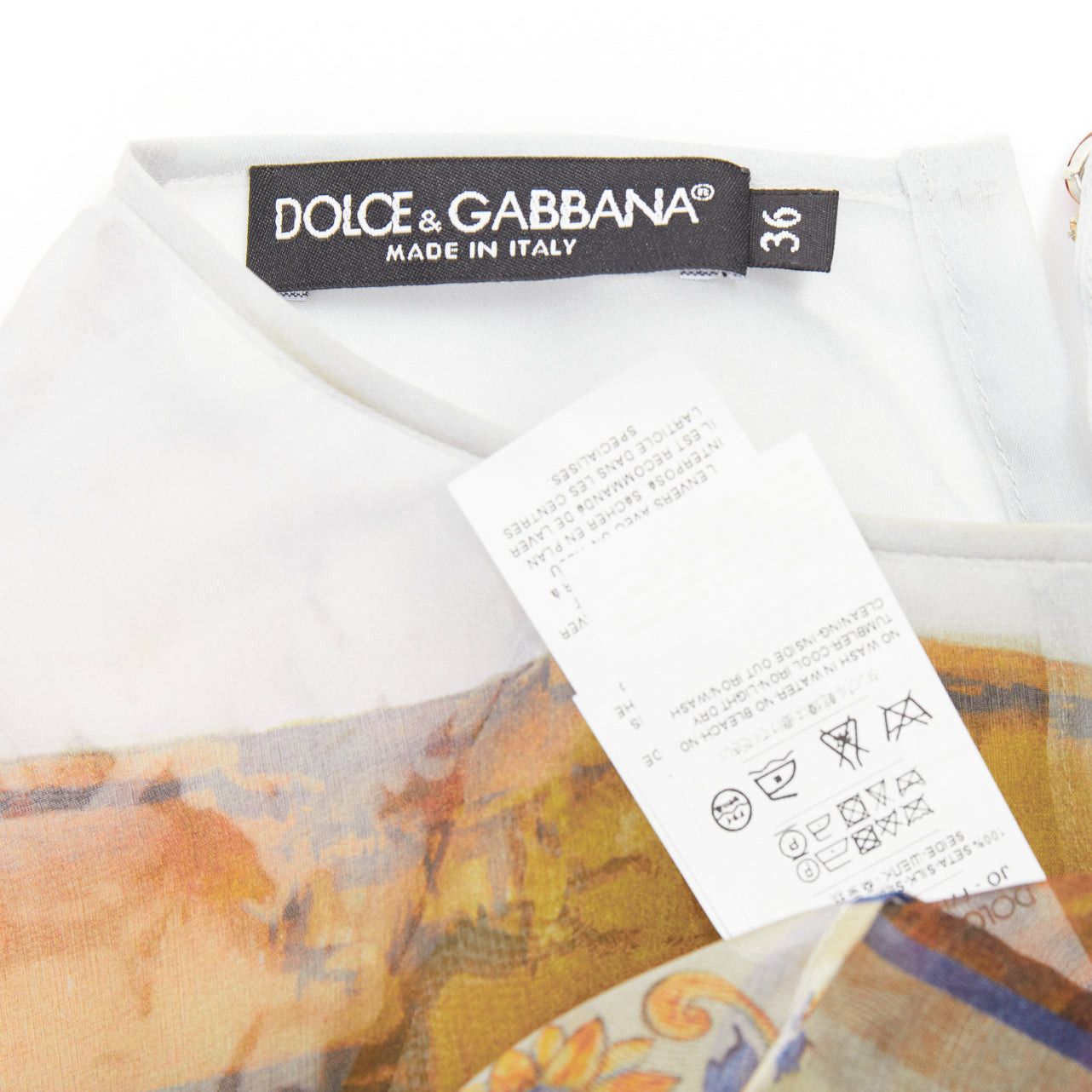 Dolce & Gabbana DOLCE GABBANA 100% silk sheer Rome Ruins floral print keyhole top IT36 XXS Size XS / US 0-2 / IT 36-38 - 8 Thumbnail