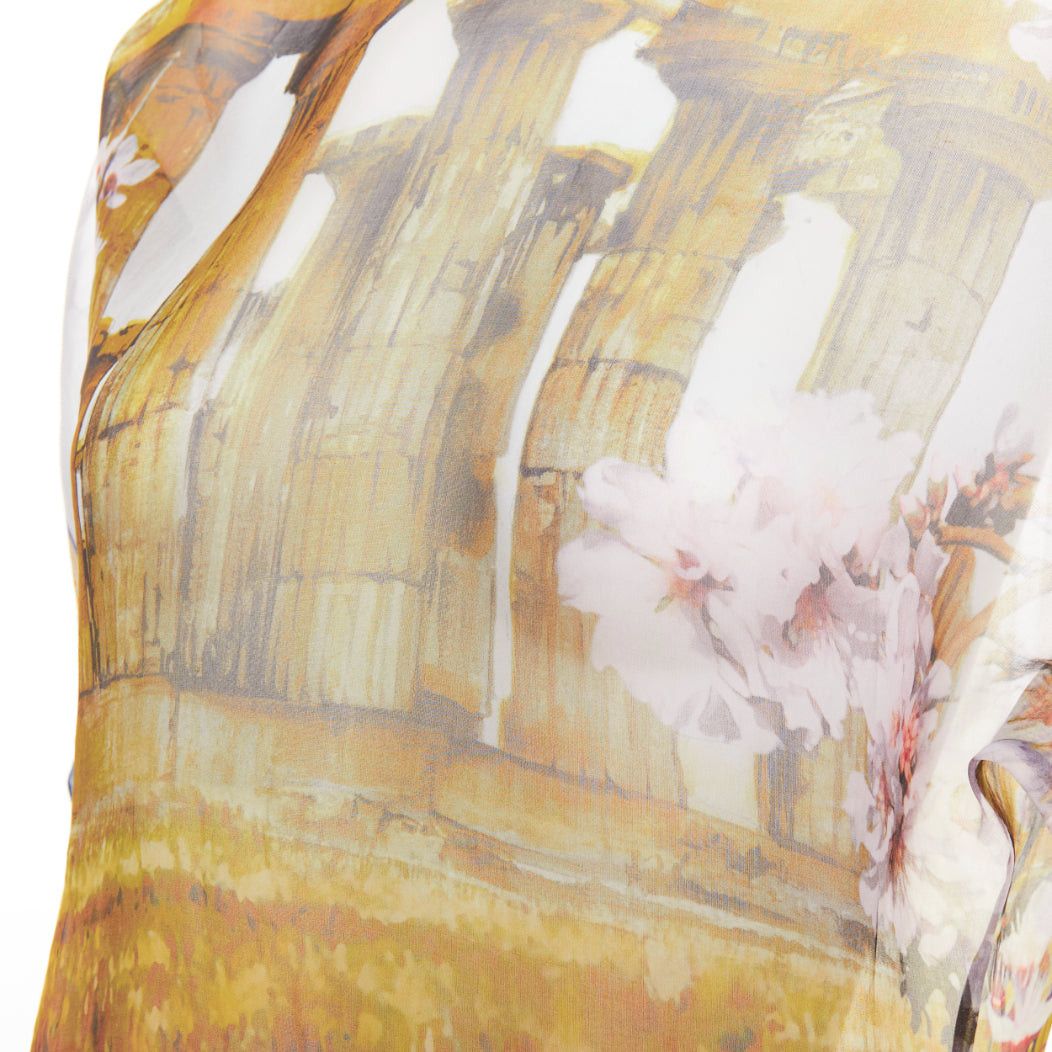 Dolce & Gabbana DOLCE GABBANA 100% silk sheer Rome Ruins floral print keyhole top IT36 XXS Size XS / US 0-2 / IT 36-38 - 7 Thumbnail