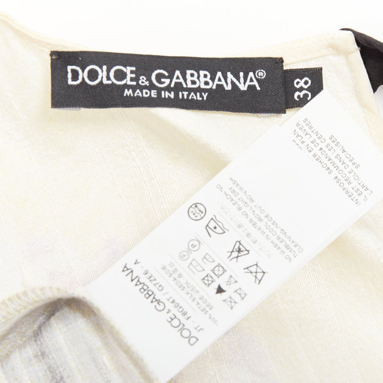 Dolce & Gabbana DOLCE GABBANA 100% silk cream purple Rome Ruins floral print boxy top IT38 XS Size XS / US 0-2 / IT 36-38 - 8 Thumbnail