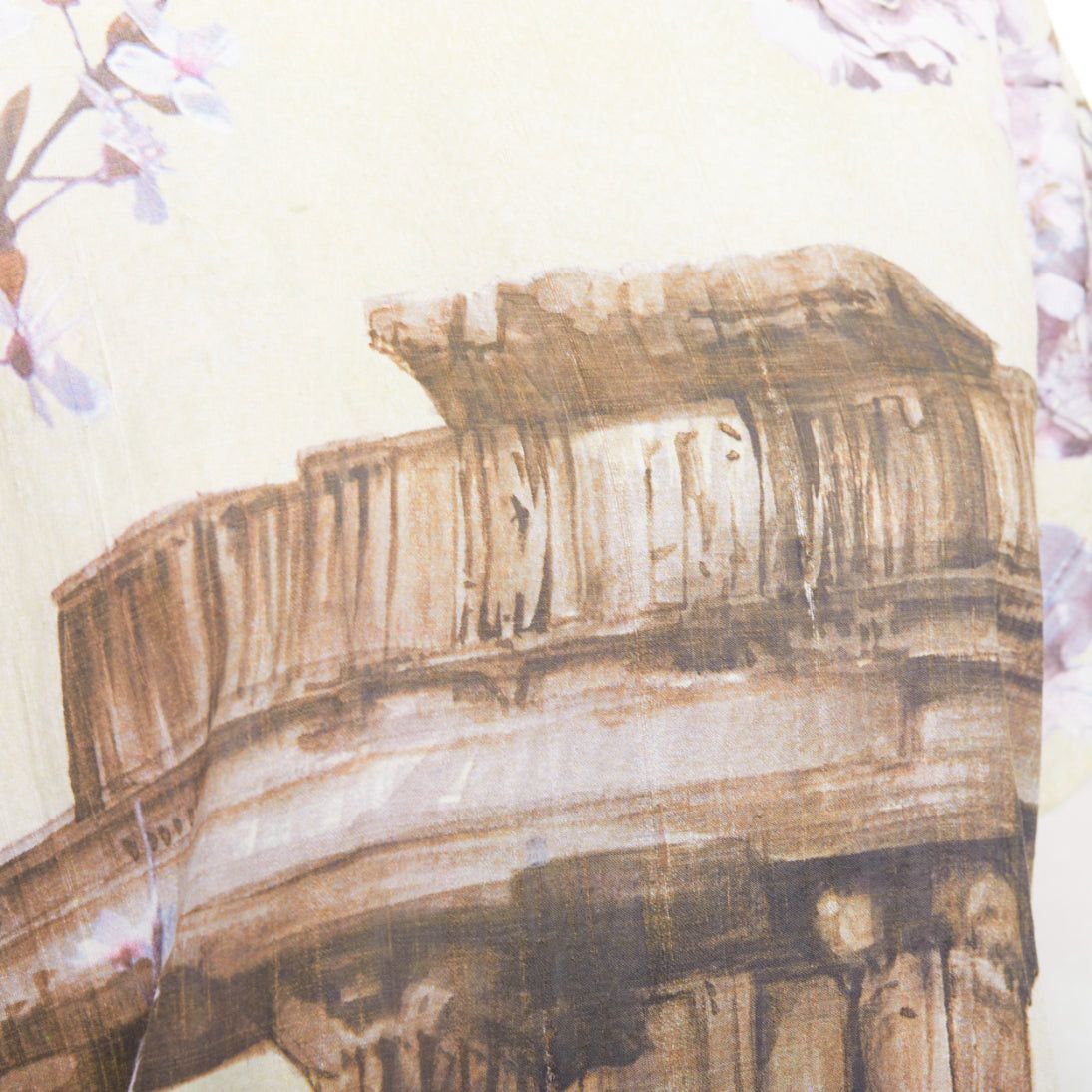 Dolce & Gabbana DOLCE GABBANA 100% silk cream purple Rome Ruins floral print boxy top IT38 XS Size XS / US 0-2 / IT 36-38 - 7 Thumbnail