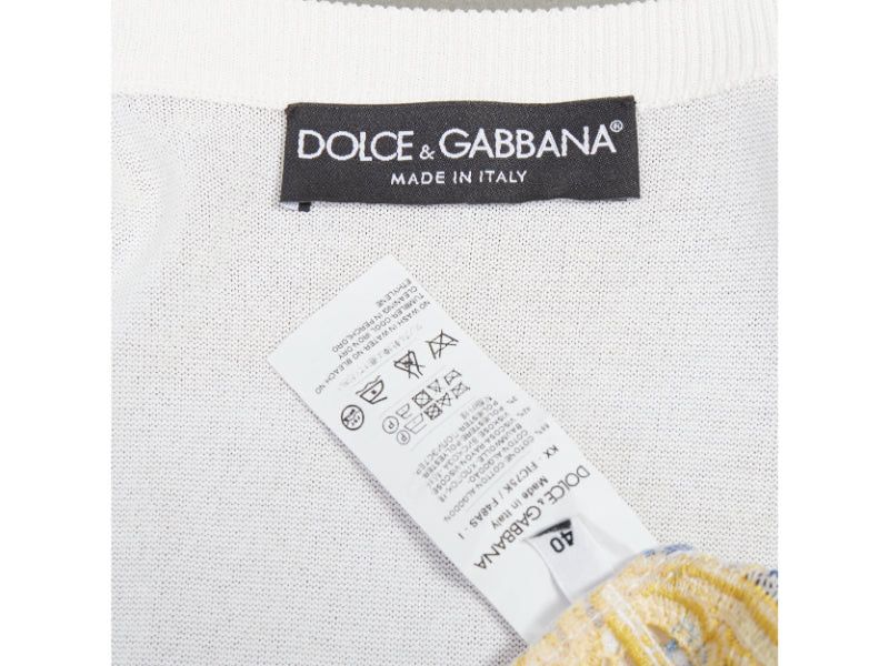 Dolce & Gabbana DOLCE GABBANA Majolica print embroidery anglais lace cream cotton cardigan IT40 S Size S / US 4 / IT 40 - 9 Thumbnail