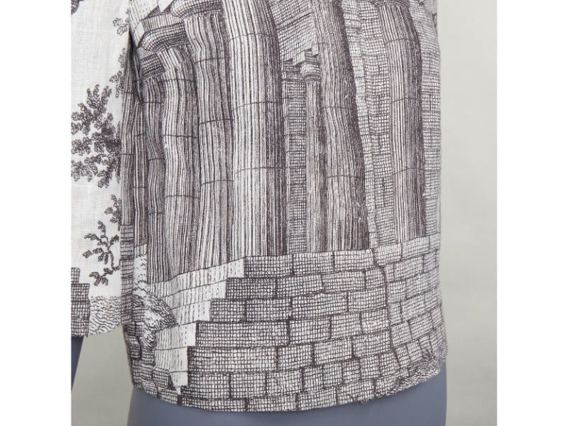 Dolce & Gabbana DOLCE GABBANA 2014 cream linen grey Greek Temple printed flax cropped jacket IT40 S Size S / US 4 / IT 40 - 7 Thumbnail