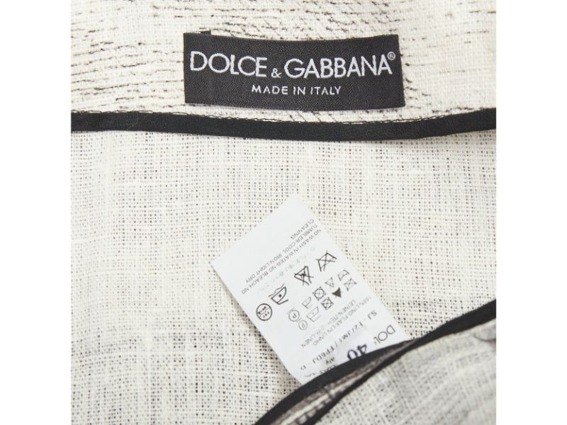 Dolce & Gabbana DOLCE GABBANA 2014 cream linen grey Greek Temple printed flax cropped jacket IT40 S Size S / US 4 / IT 40 - 9 Thumbnail