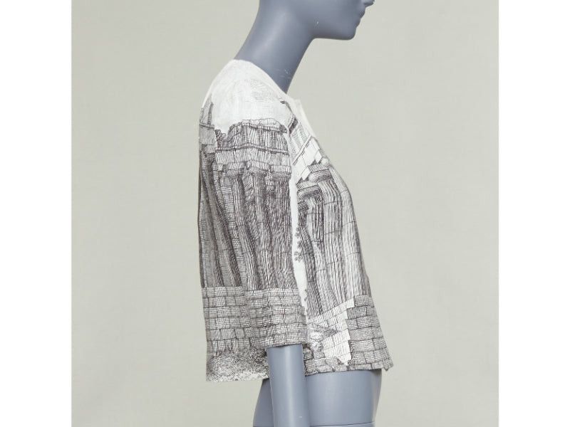 Dolce & Gabbana DOLCE GABBANA 2014 cream linen grey Greek Temple printed flax cropped jacket IT40 S Size S / US 4 / IT 40 - 4 Thumbnail
