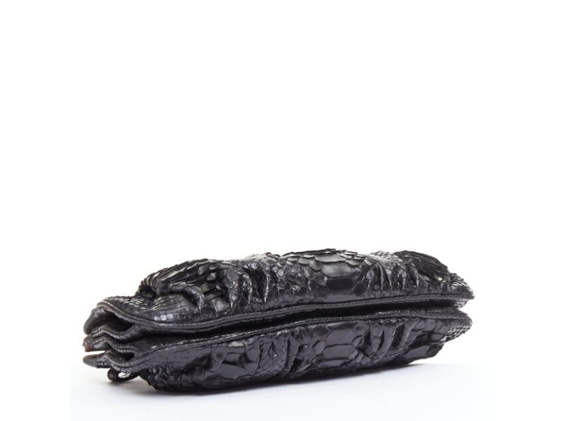 Other ZAGLIANI glossy black scaled leather framed turnlock evening clutch bag Size ONE SIZE - 6 Thumbnail