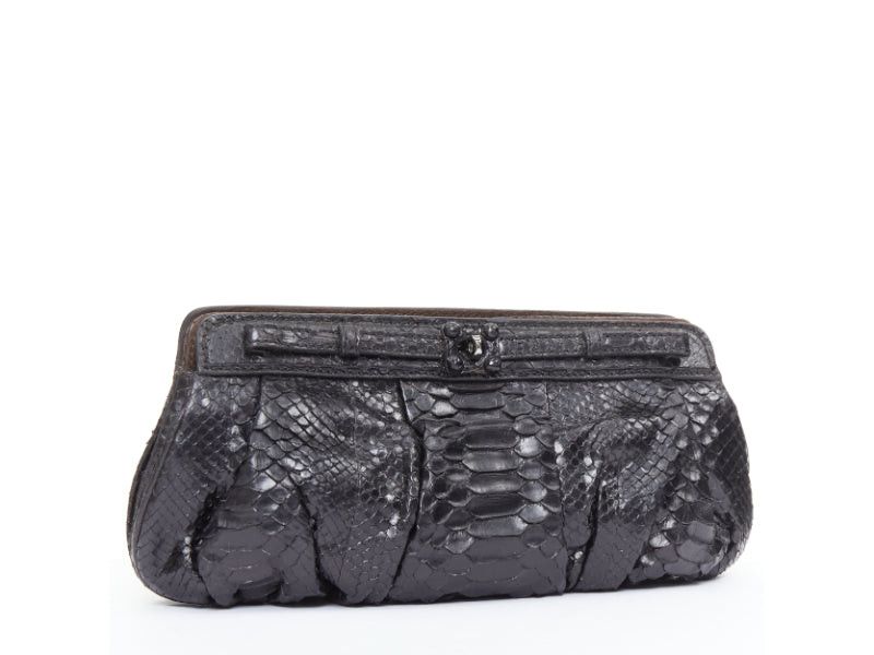 Other ZAGLIANI glossy black scaled leather framed turnlock evening clutch bag Size ONE SIZE - 3 Thumbnail