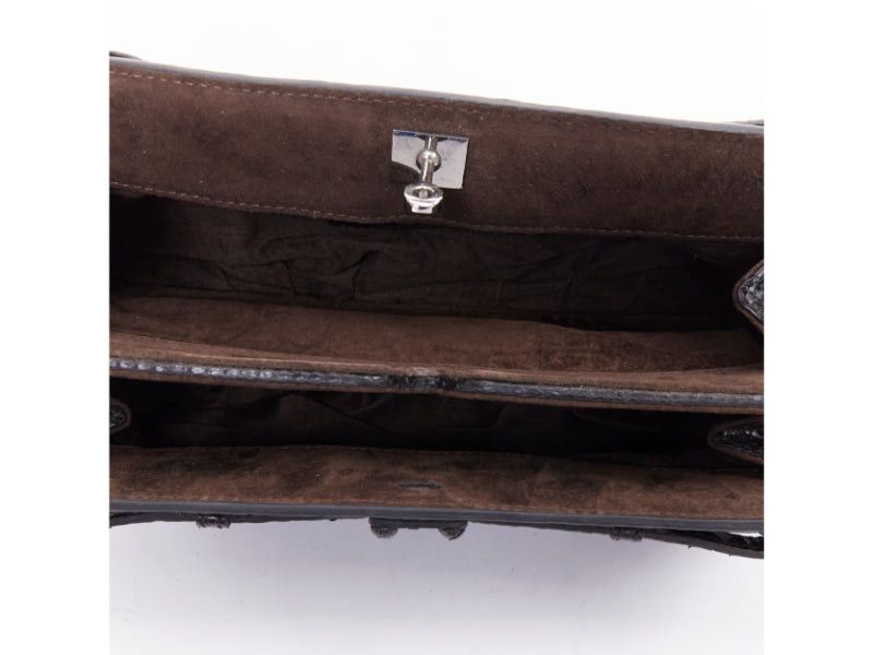 Other ZAGLIANI glossy black scaled leather framed turnlock evening clutch bag Size ONE SIZE - 9 Thumbnail