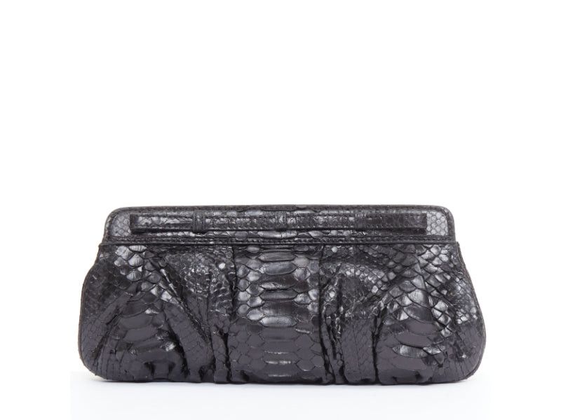 Other ZAGLIANI glossy black scaled leather framed turnlock evening clutch bag Size ONE SIZE - 5 Thumbnail