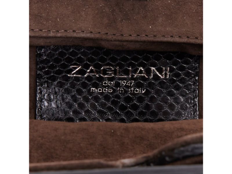 Other ZAGLIANI glossy black scaled leather framed turnlock evening clutch bag Size ONE SIZE - 10 Thumbnail