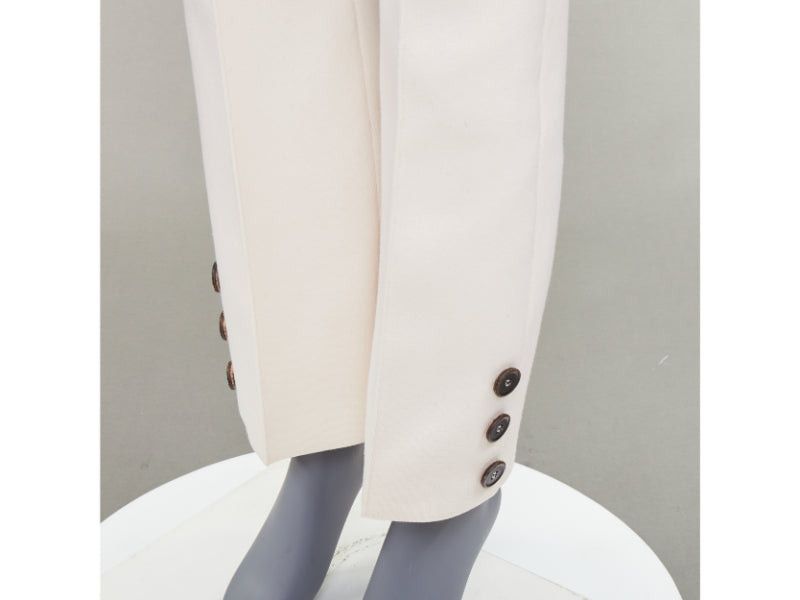 Sonia Rykiel SONIA RYKIEL cream brown horn button embellished hem flare pants Size 26" / US 2 / IT 38 - 2 Thumbnail