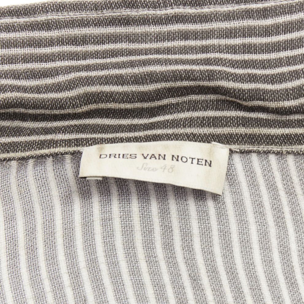 Dries Van Noten DRIES VAN NOTEN grey off white sheer striped buttoned polo shirt IT48 M Size US M / EU 48-50 / 2 - 8 Thumbnail