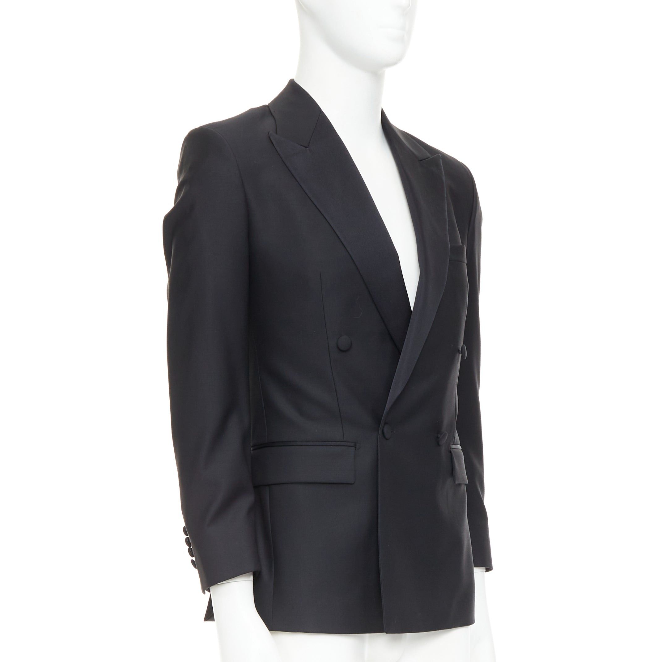 Other HAYWARD black wool mohair peak lapel double breasted tuxedo suit Sz36 XS Size 46R - 4 Thumbnail