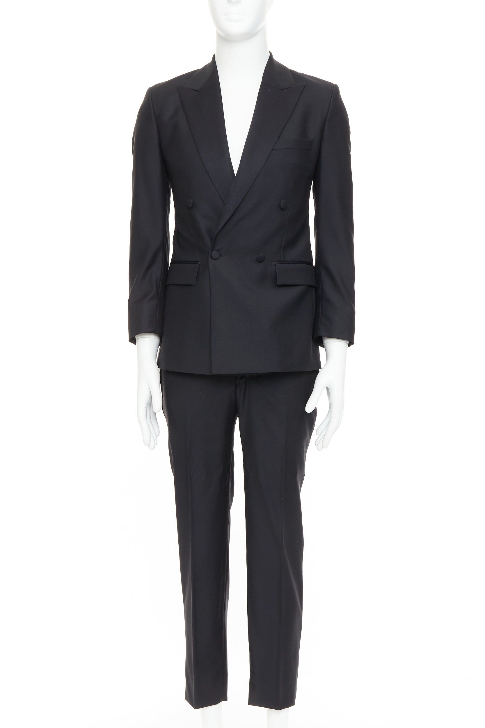 Other HAYWARD black wool mohair peak lapel double breasted tuxedo suit Sz36 XS Size 46R - 2 Thumbnail