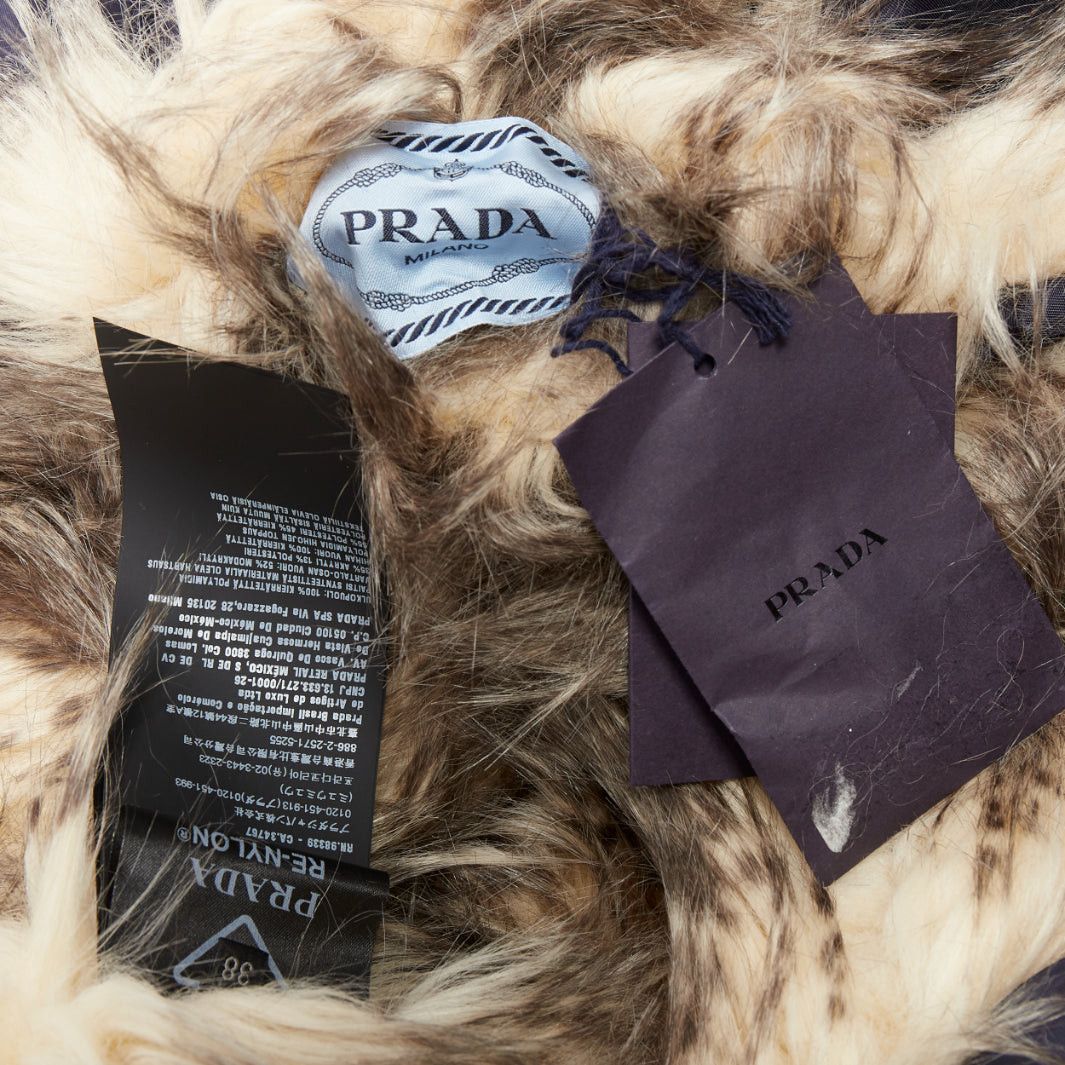 Prada rare PRADA 2021 Runway brown faux fur oversized off shoulder bomber coat IT38 XS Rihanna Size XS / US 0-2 / IT 36-38 - 9 Thumbnail