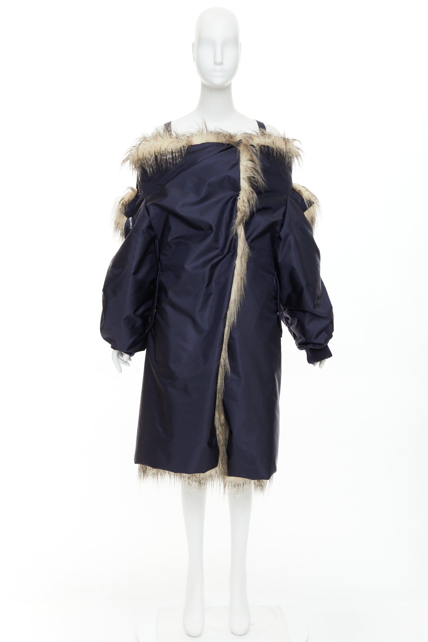 Prada rare PRADA 2021 Runway brown faux fur oversized off shoulder bomber coat IT38 XS Rihanna Size XS / US 0-2 / IT 36-38 - 10 Thumbnail