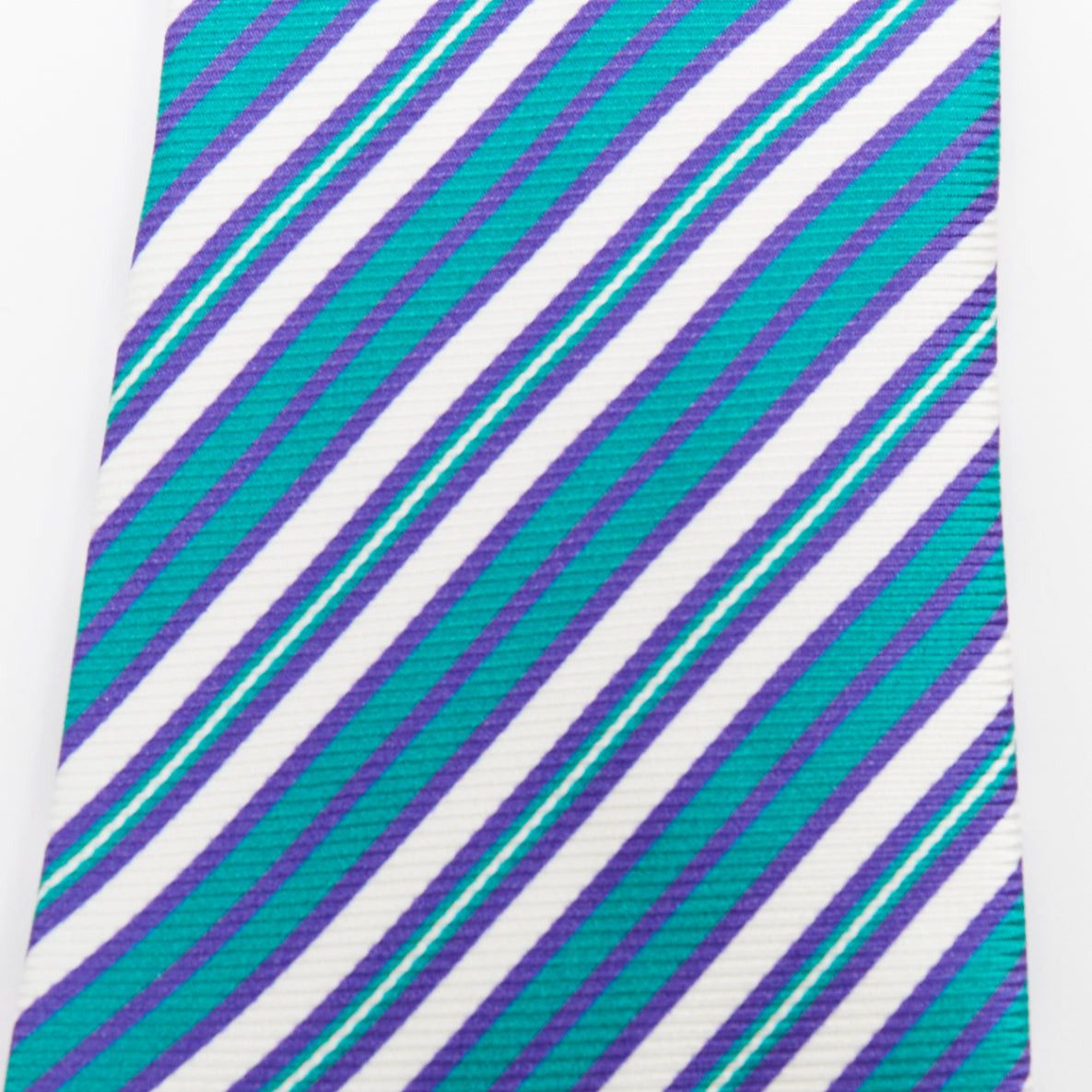 Kiton KITON NAPOLI Set of 4 100% silk blue green black white diagonal stripes dress tie Size ONE SIZE - 4 Thumbnail