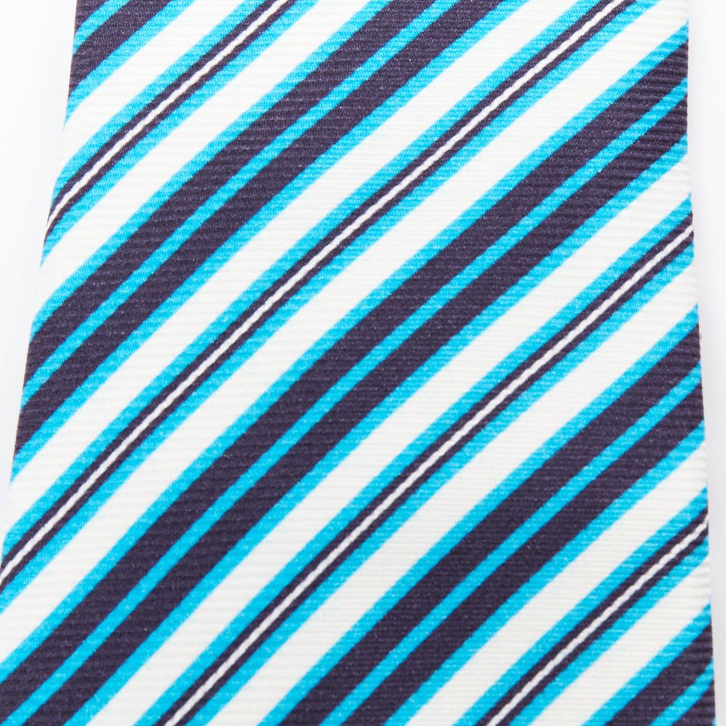 Kiton KITON NAPOLI Set of 4 100% silk blue green black white diagonal stripes dress tie Size ONE SIZE - 6 Thumbnail