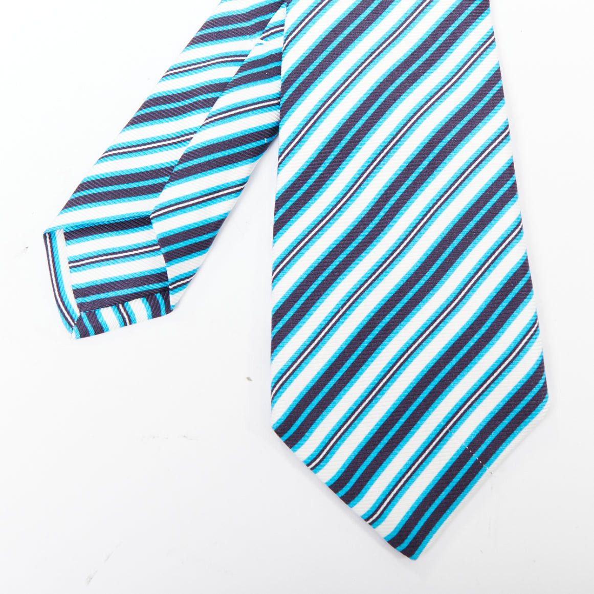 Kiton KITON NAPOLI Set of 4 100% silk blue green black white diagonal stripes dress tie Size ONE SIZE - 7 Thumbnail