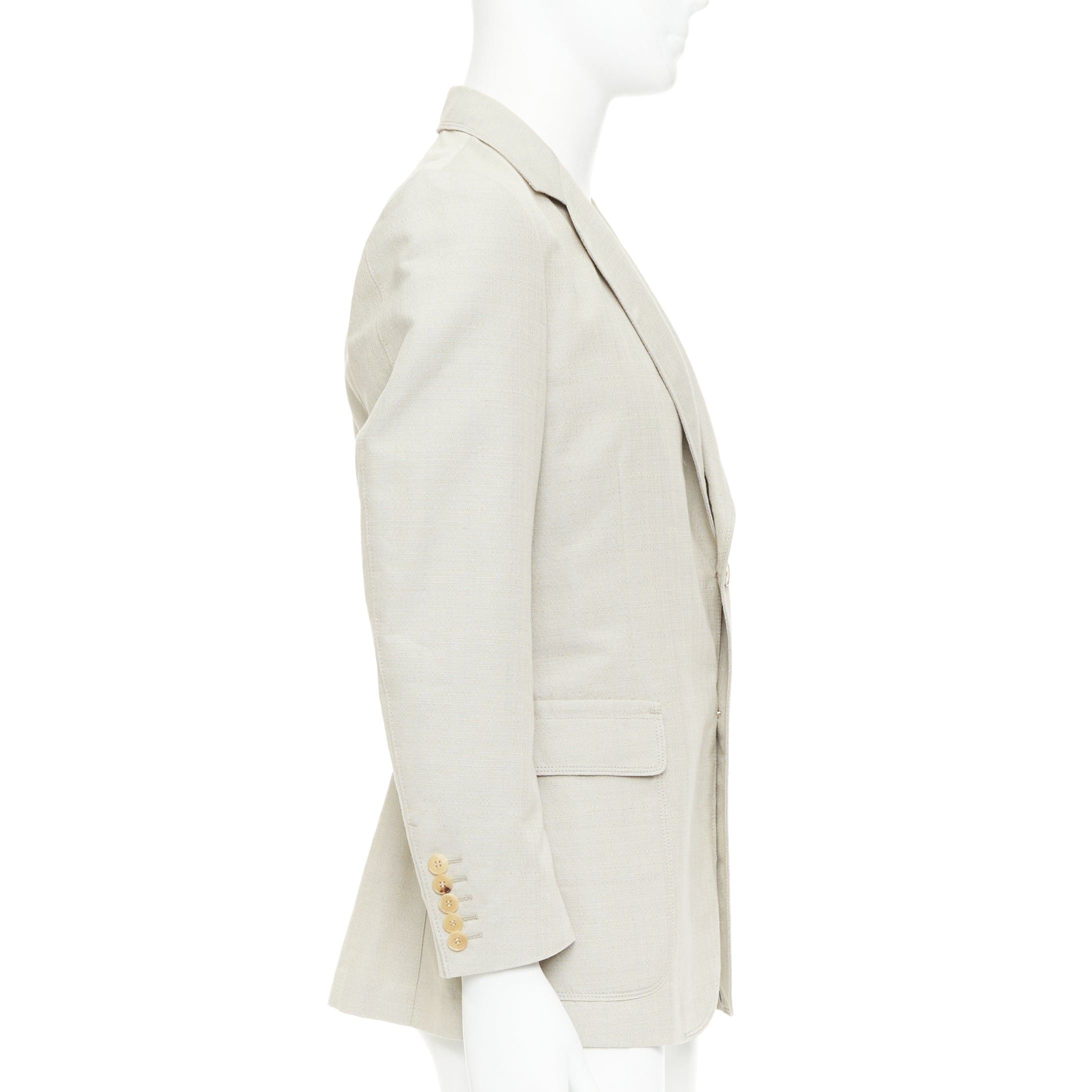 Gucci GUCCI Vintage stone cotton mohair single breasted pocket blazer jacket IT52 L Size 52R - 4 Thumbnail