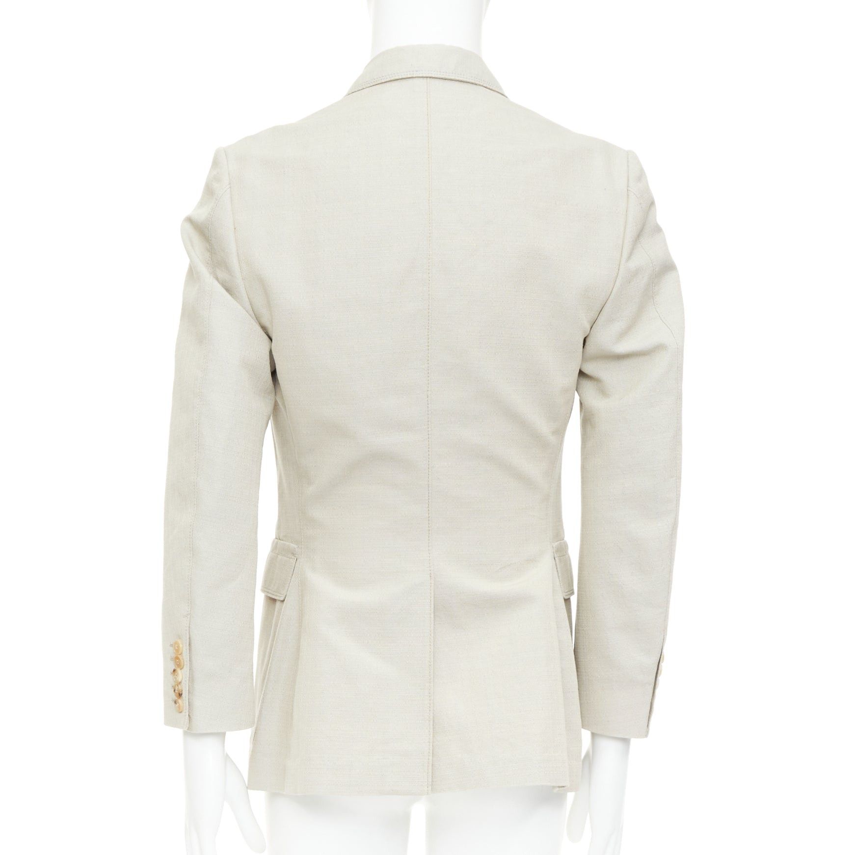 Gucci GUCCI Vintage stone cotton mohair single breasted pocket blazer jacket IT52 L Size 52R - 5 Thumbnail