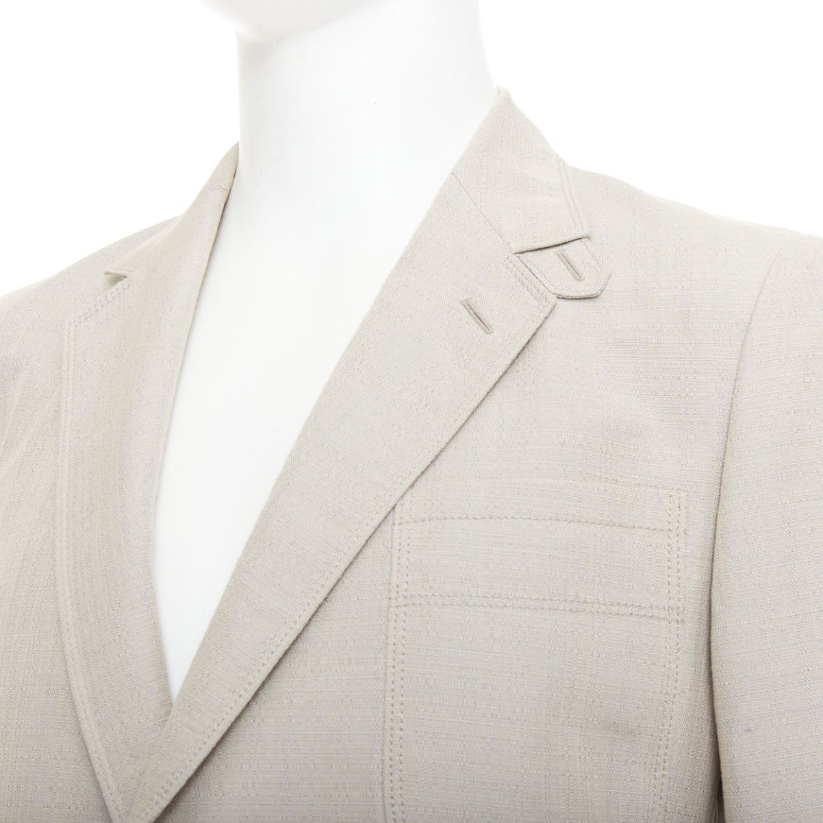Gucci GUCCI Vintage stone cotton mohair single breasted pocket blazer jacket IT52 L Size 52R - 2 Thumbnail