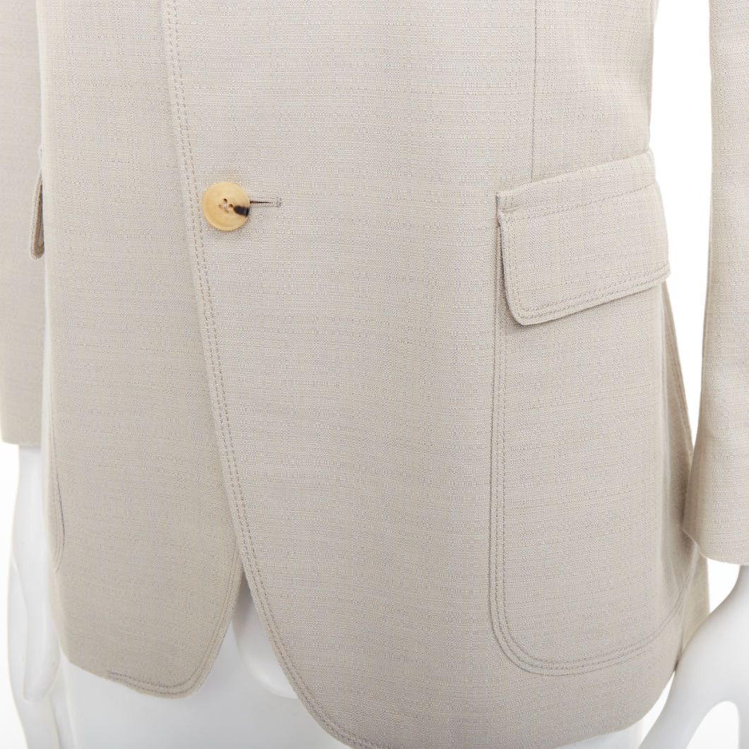 Gucci GUCCI Vintage stone cotton mohair single breasted pocket blazer jacket IT52 L Size 52R - 7 Thumbnail