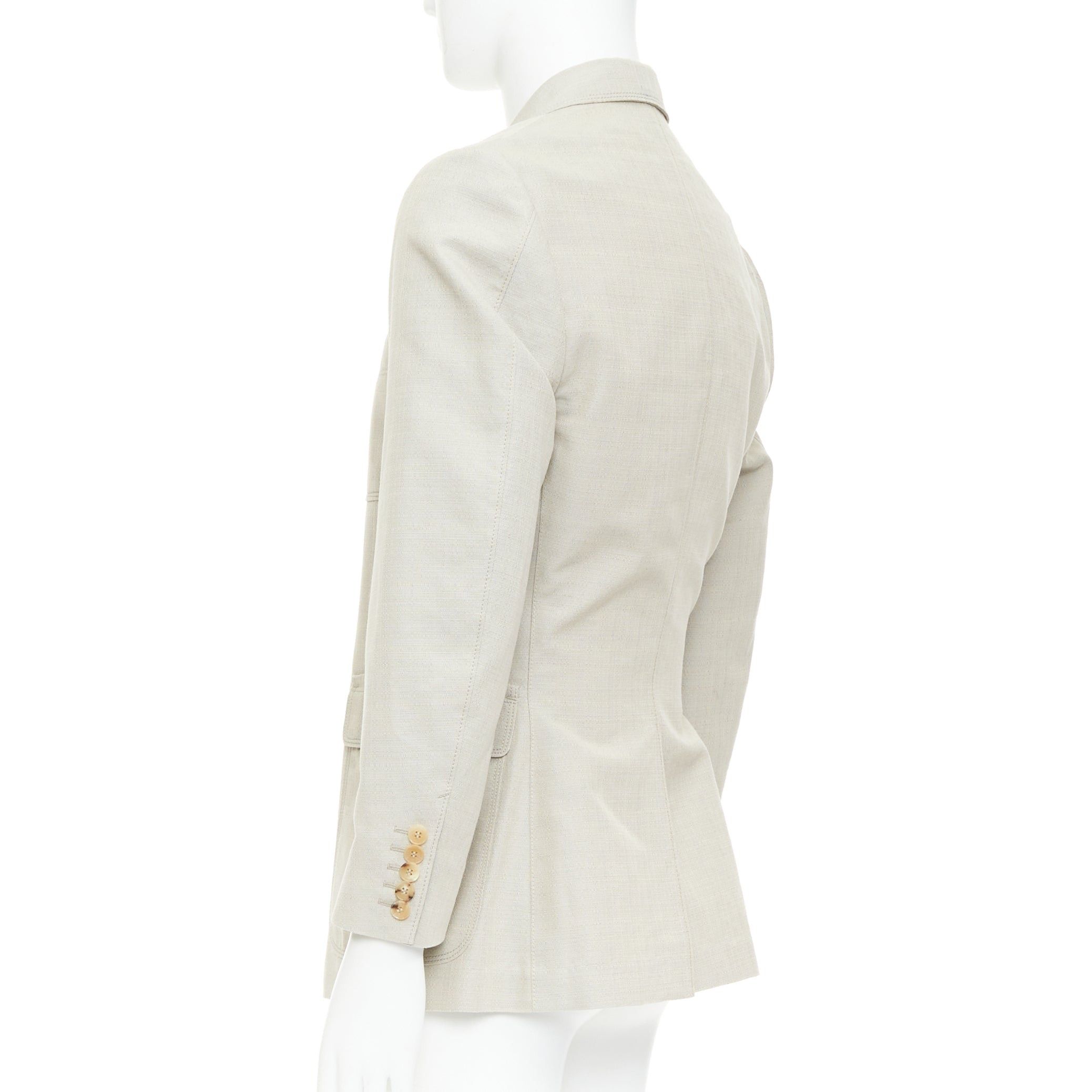 Gucci GUCCI Vintage stone cotton mohair single breasted pocket blazer jacket IT52 L Size 52R - 6 Thumbnail
