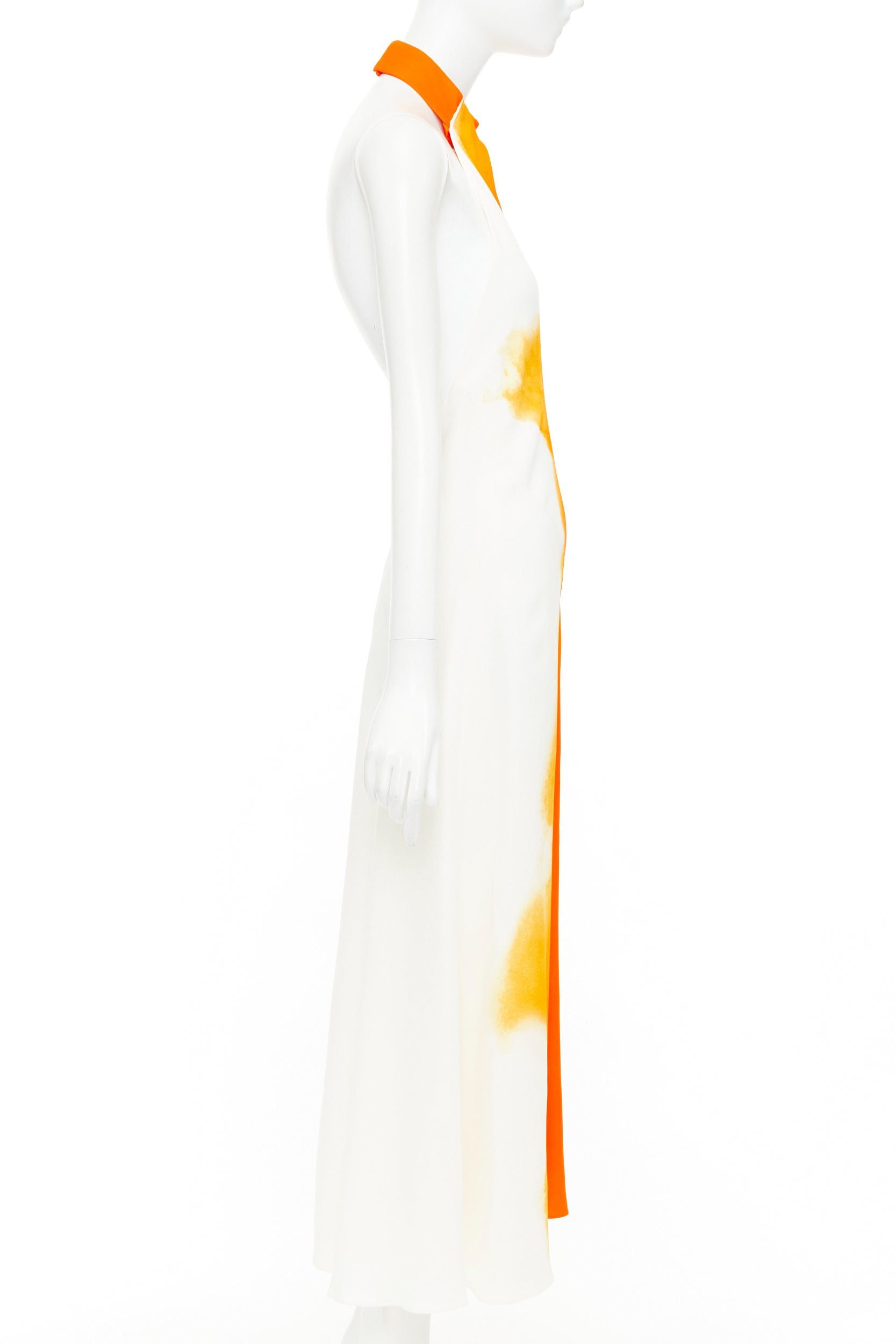 Salvatore Ferragamo FERRAGAMO Maximilian Davis 2023 Runway orange sunset silk halter dress IT38 XS Size XS / US 0-2 / IT 36-38 - 4 Thumbnail