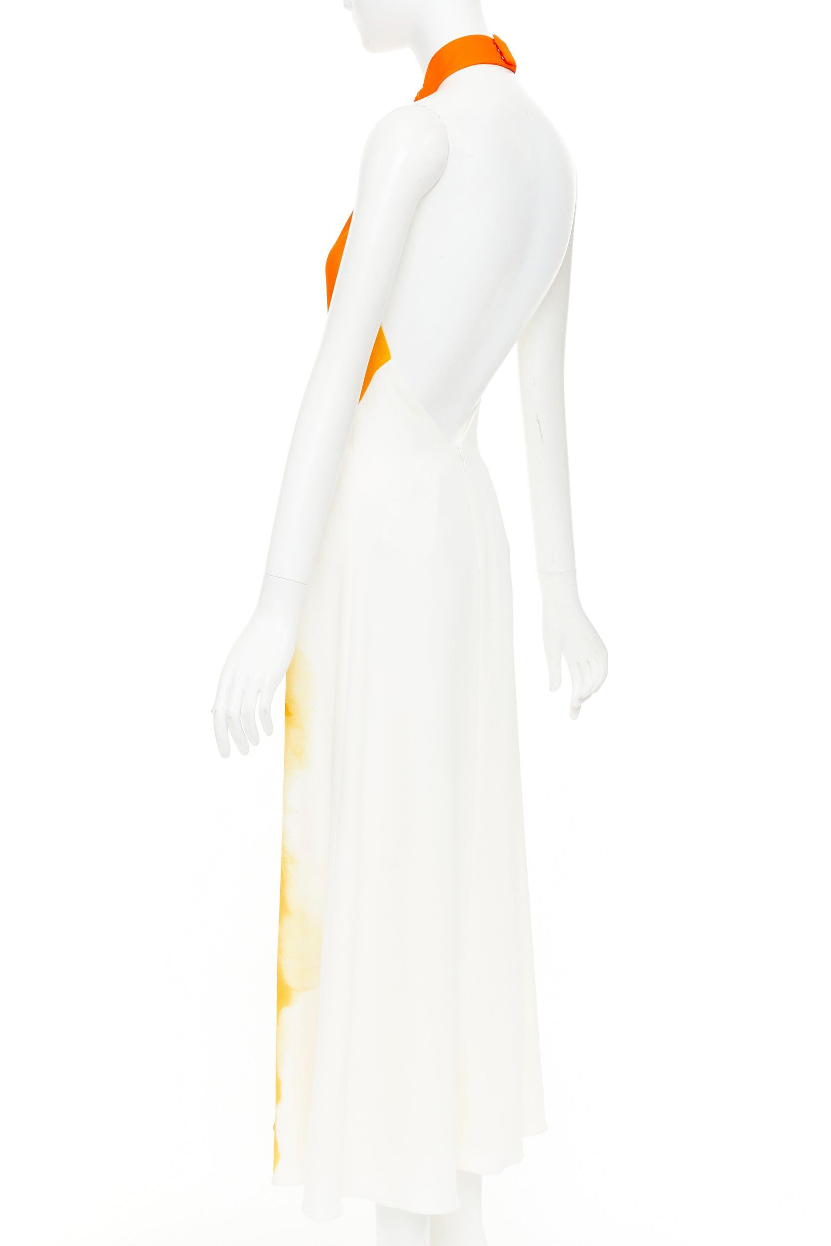 Salvatore Ferragamo FERRAGAMO Maximilian Davis 2023 Runway orange sunset silk halter dress IT38 XS Size XS / US 0-2 / IT 36-38 - 6 Thumbnail