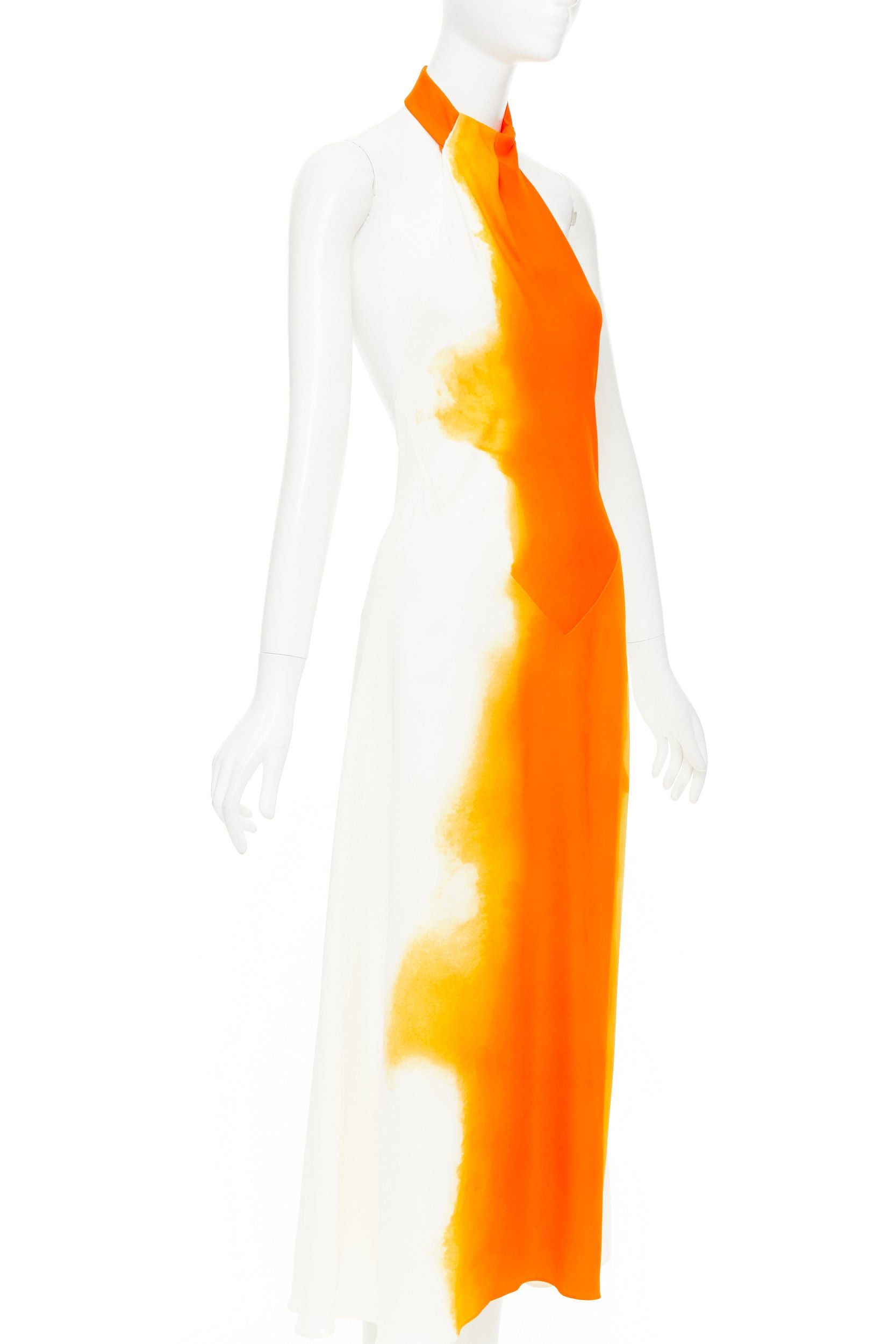 Salvatore Ferragamo FERRAGAMO Maximilian Davis 2023 Runway orange sunset silk halter dress IT38 XS Size XS / US 0-2 / IT 36-38 - 3 Thumbnail