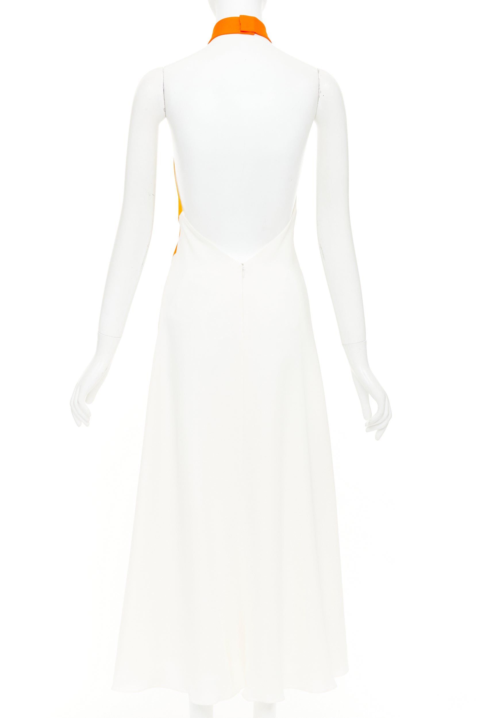Salvatore Ferragamo FERRAGAMO Maximilian Davis 2023 Runway orange sunset silk halter dress IT38 XS Size XS / US 0-2 / IT 36-38 - 5 Thumbnail