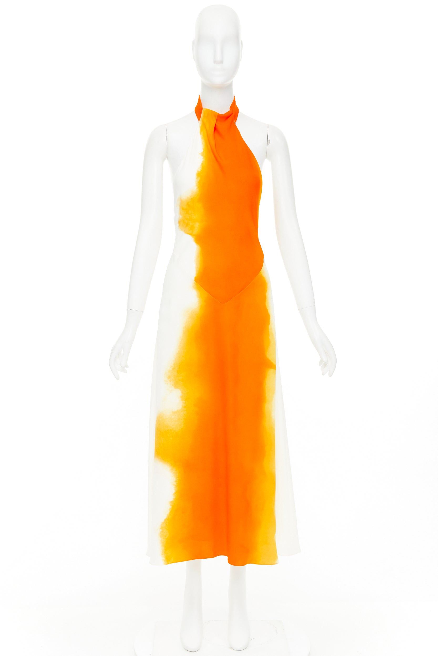 Salvatore Ferragamo FERRAGAMO Maximilian Davis 2023 Runway orange sunset silk halter dress IT38 XS Size XS / US 0-2 / IT 36-38 - 10 Thumbnail