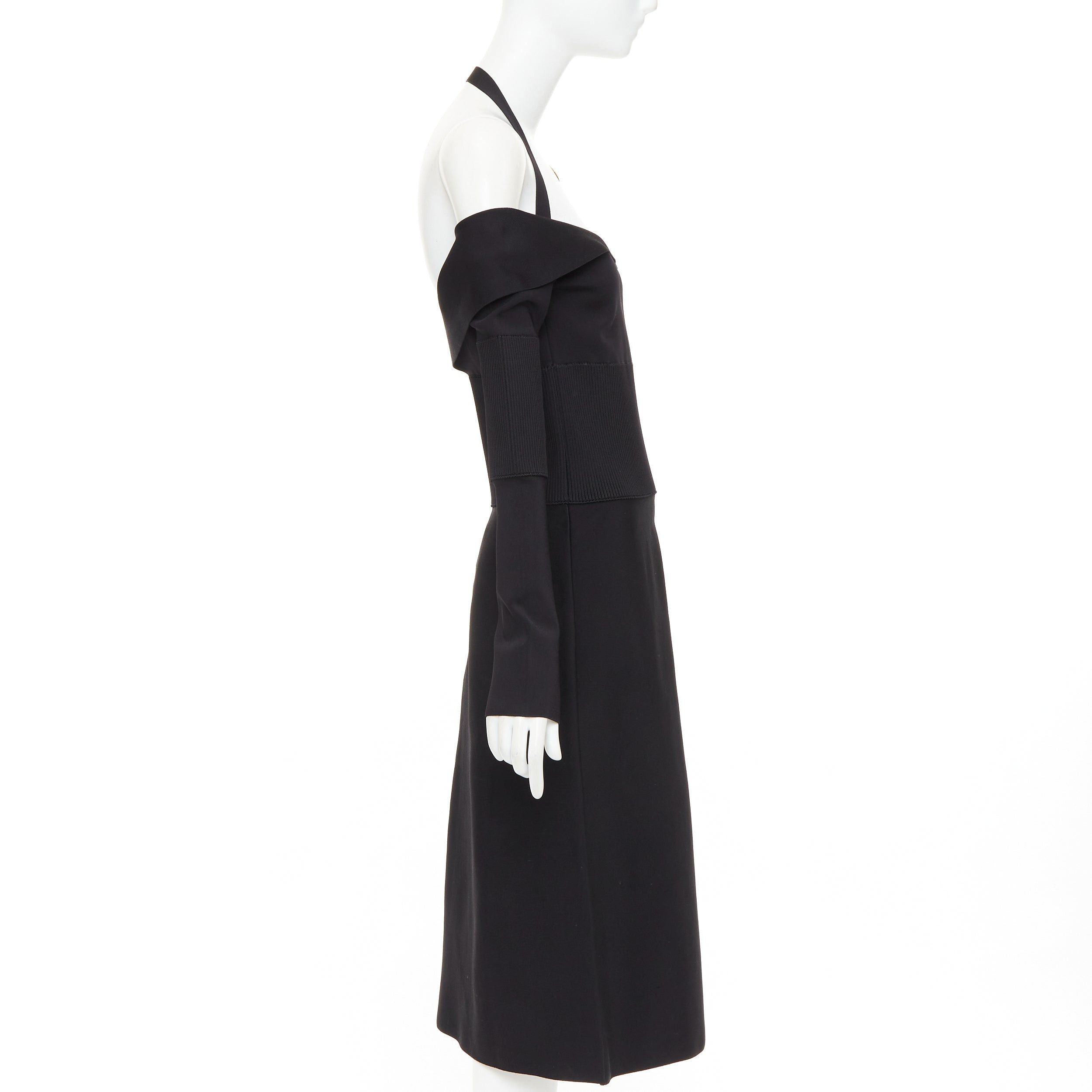 Salvatore Ferragamo FERRAGAMO Maximilian Davis black gold Gancini halter knee dress L Size M / US 6-8 / IT 42-44 - 4 Thumbnail