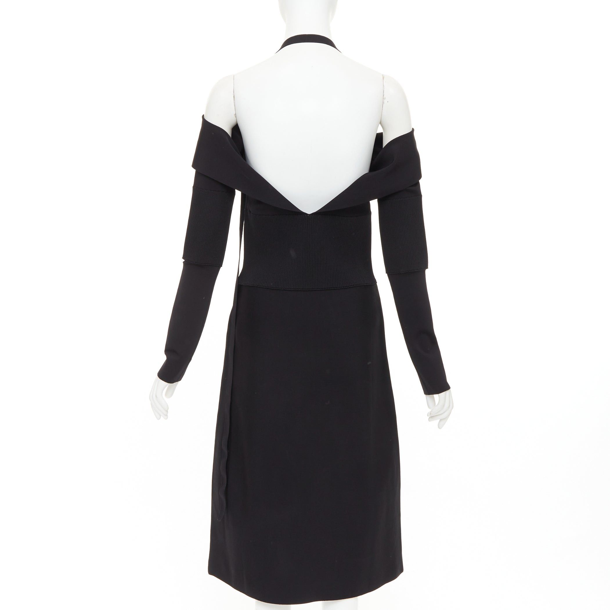 Salvatore Ferragamo FERRAGAMO Maximilian Davis black gold Gancini halter knee dress L Size M / US 6-8 / IT 42-44 - 5 Thumbnail