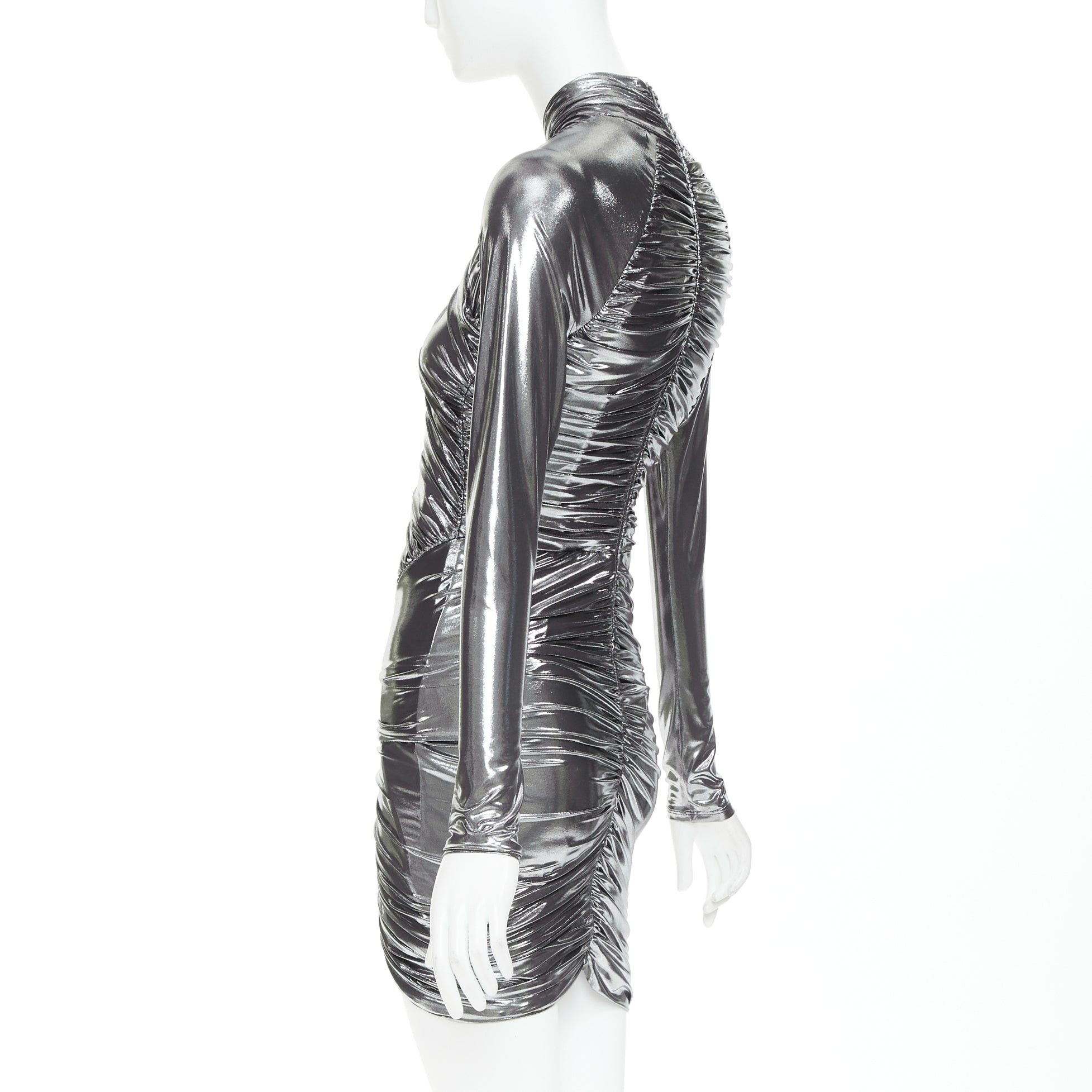 Salvatore Ferragamo FERRAGAMO Maximilian Davis 2023 Runway metallic silver lame wrapped dress IT40 S Size S / US 4 / IT 40 - 6 Thumbnail