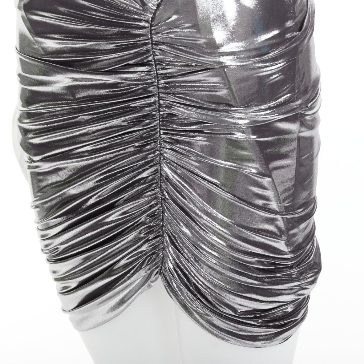 Salvatore Ferragamo FERRAGAMO Maximilian Davis 2023 Runway metallic silver lame wrapped dress IT40 S Size S / US 4 / IT 40 - 7 Thumbnail