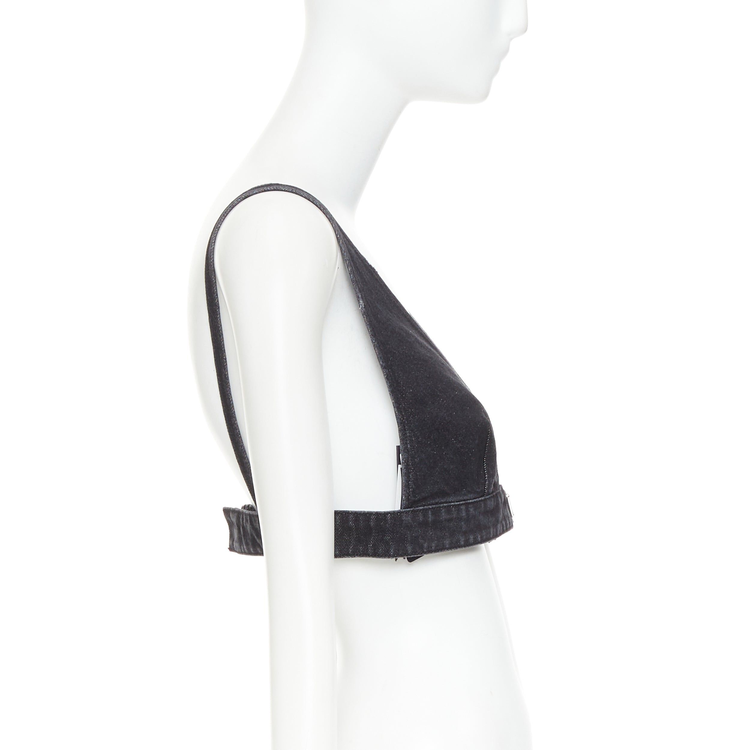 Prada PRADA 2022 dark grey denim black triangle logo plaque bralette crop top IT42 M Size M / US 6-8 / IT 42-44 - 4 Thumbnail