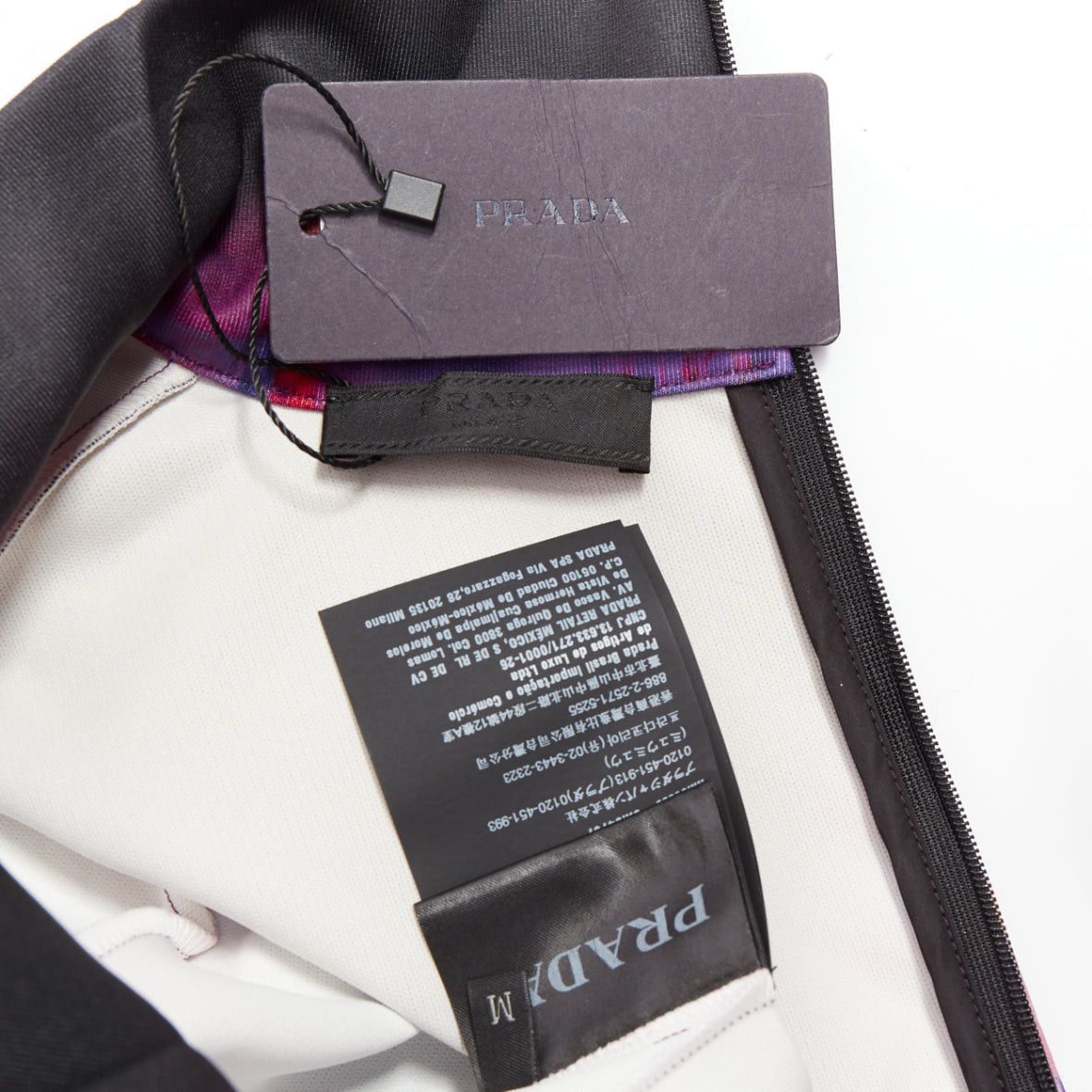 PRADA 2019 Runway purple psychedelic graphic print neoprene mock neck top M