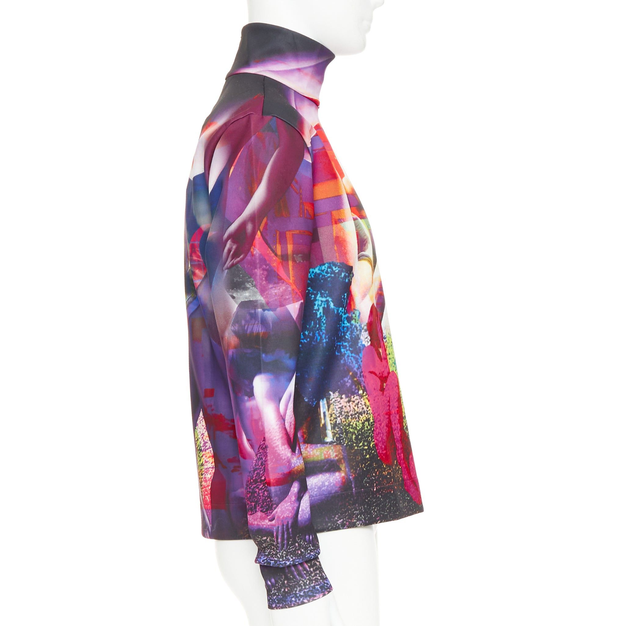 PRADA 2019 Runway purple psychedelic graphic print neoprene mock neck top M
