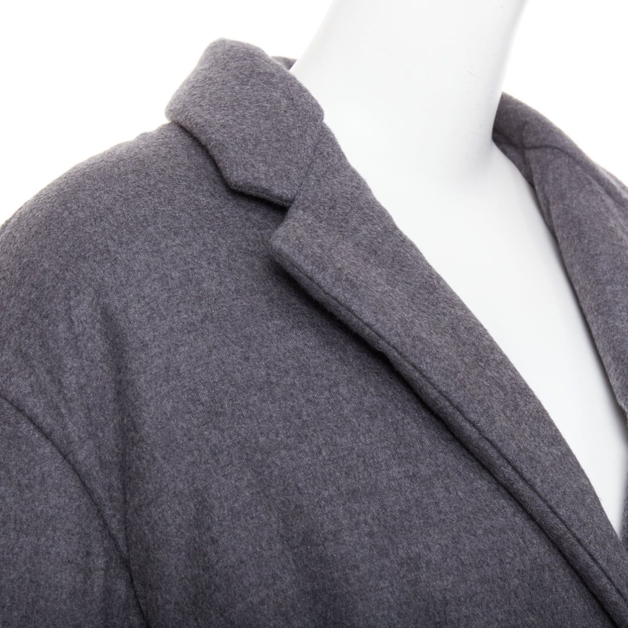 Prada PRADA 2022 grey cashmere wool silver logo leather belted padded coat IT40 S Size S / US 4 / IT 40 - 8 Thumbnail