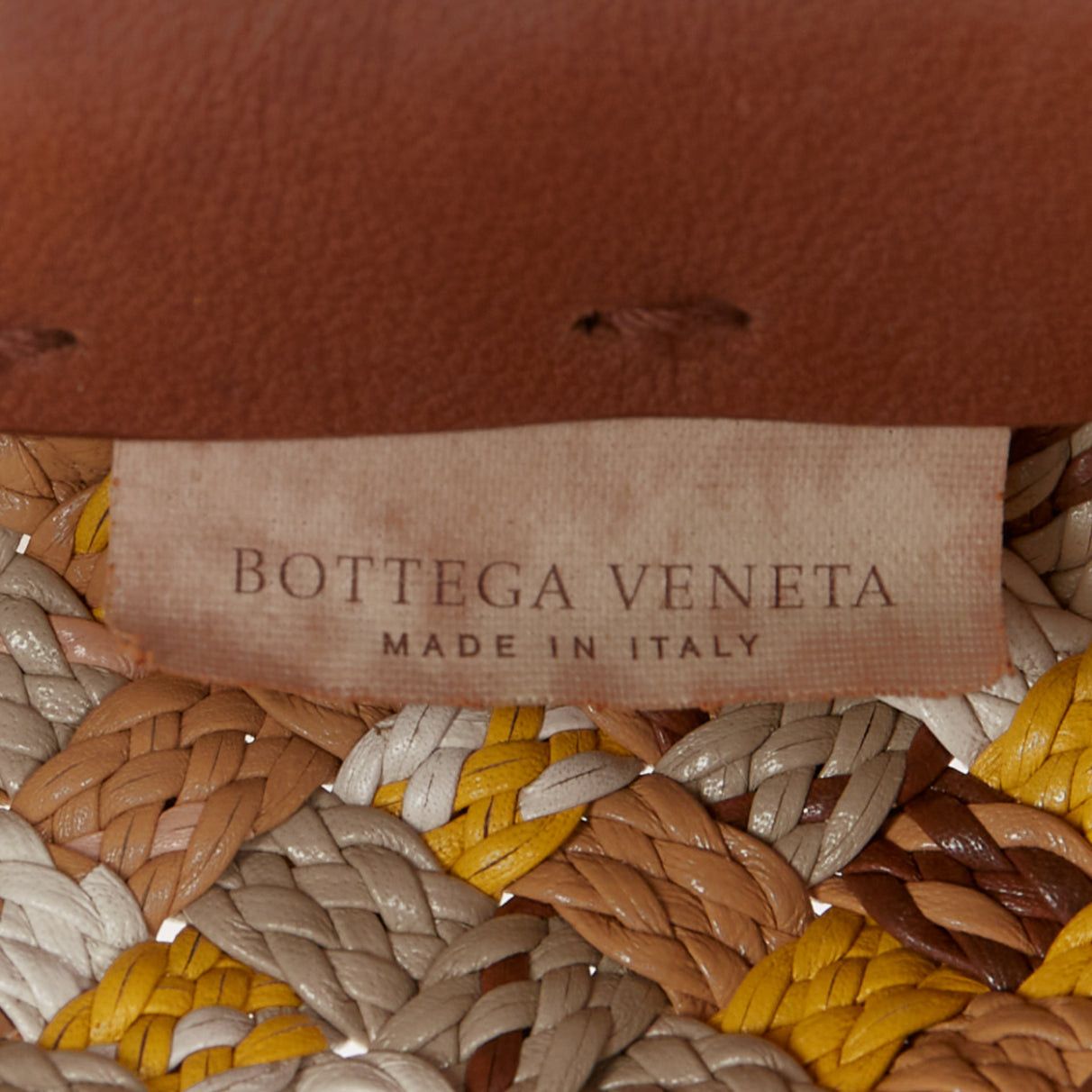BOTTEGA VENETA Limited Edition Cabat Intrecciato basket woven yellow pink cream tote bag
