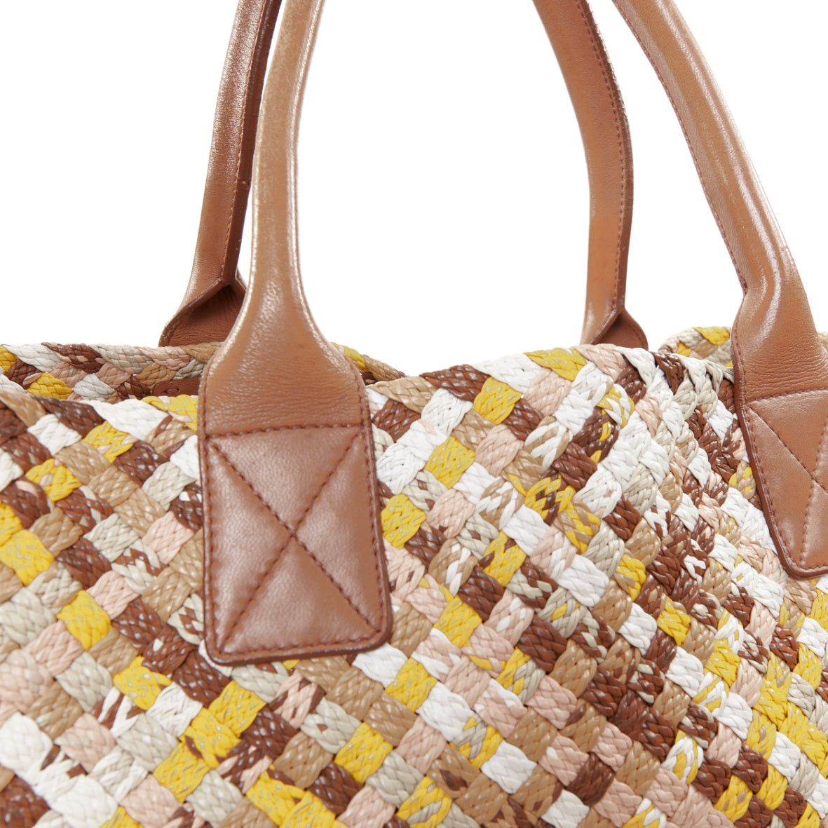 BOTTEGA VENETA Limited Edition Cabat Intrecciato basket woven yellow pink cream tote bag