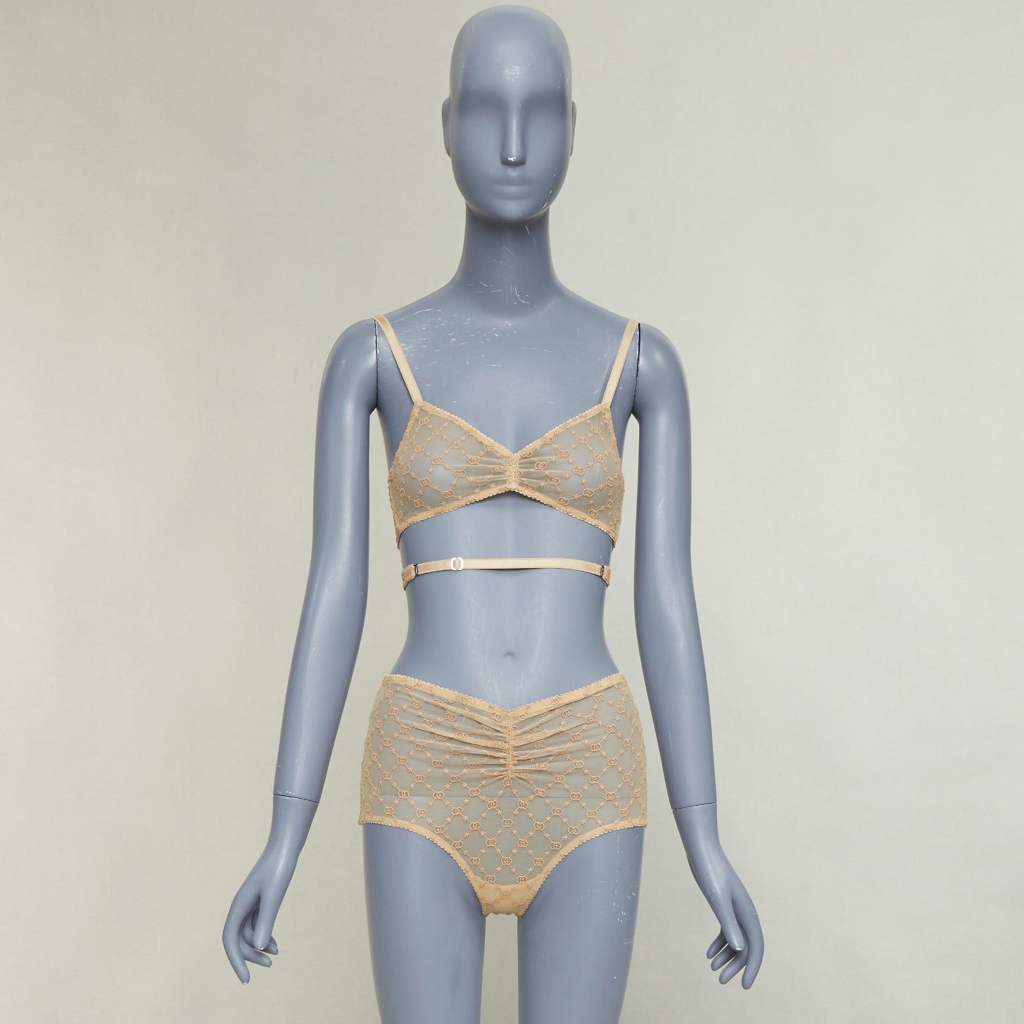 Gucci GUCCI Alessandro Michele GG Star nude monogram embroidered tulle lingerie set S Size S / US 4 / IT 40 - 11 Thumbnail