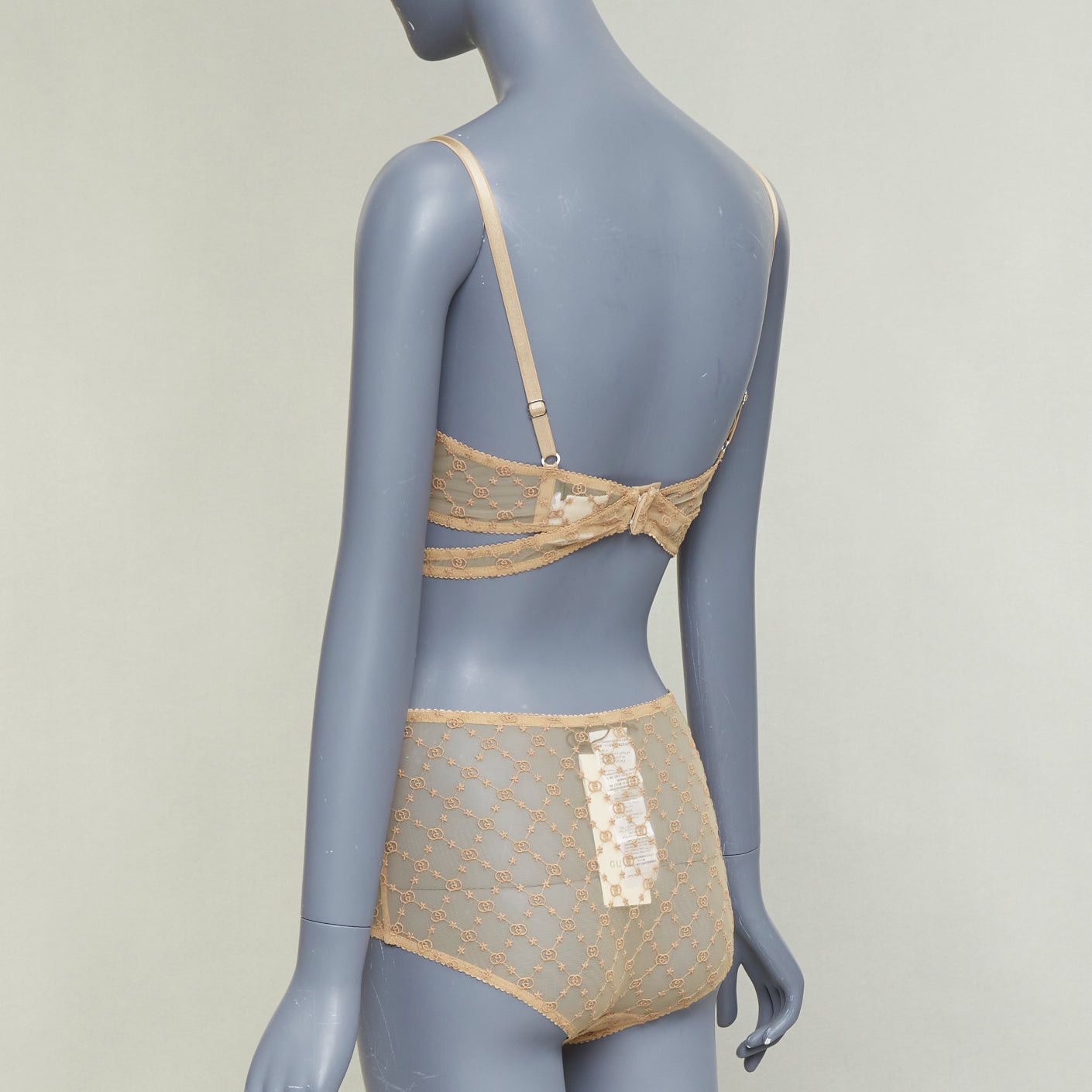 Gucci GUCCI Alessandro Michele GG Star nude monogram embroidered tulle lingerie set S Size S / US 4 / IT 40 - 6 Thumbnail