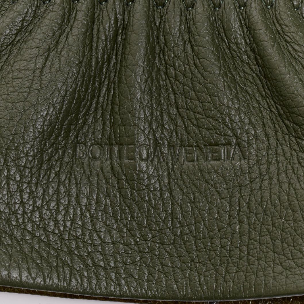 Bottega Veneta BOTTEGA VENETA dark green ostrich-effect buffed goatskin cashmere lined gloves Sz.8 Size ONE SIZE - 7 Thumbnail