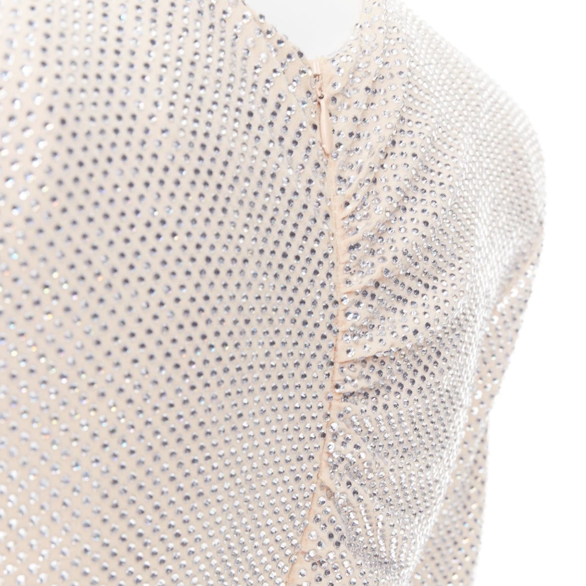 ALEXANDRE VAUTHIER Bridal ivory nude diamond strass crystal asymmetric draped dress
